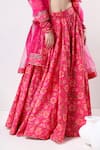 Buy_POMCHA JAIPUR_Pink Lehenga And Blouse Cotton Printed Floral V Neck Pattern Set _Online_at_Aza_Fashions