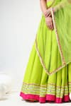 Buy_POMCHA JAIPUR_Green Lehenga And Blouse Cotton Embroidered Gota Lace Round Set 