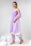 POMCHA JAIPUR_Purple Kurta And Pant Cotton Silk Placement Embellished Gota Straight Set _at_Aza_Fashions