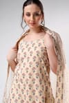 Shop_POMCHA JAIPUR_Beige Kurta And Pant Cotton Print Floral Scoop Neck Set _at_Aza_Fashions