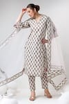 Shop_POMCHA JAIPUR_White Kurta And Pant Cotton Print Floral V Neck Straight Set _Online_at_Aza_Fashions