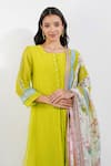 Buy_Devyani Mehrotra_Green Chanderi 40 Gms Embellished Lace Round Sleeve Kurta Set 