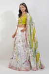 Devyani Mehrotra_Ivory Dupion Printed Summer Floral V Neck Lehenga Set _at_Aza_Fashions