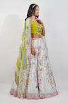 Buy_Devyani Mehrotra_Ivory Dupion Printed Summer Floral V Neck Lehenga Set 