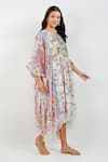 Buy_Devyani Mehrotra_Multi Color Viscose Muslin Printed Floral Keyhole Shabby Panelled Kaftan _Online_at_Aza_Fashions