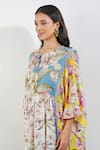 Buy_Devyani Mehrotra_Multi Color Viscose Muslin Printed Floral Keyhole Shabby Panelled Kaftan 