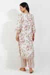 Devyani Mehrotra_Ivory Viscose Chiffon Printed Vintage Floral V Neck Kurta Set _Online_at_Aza_Fashions