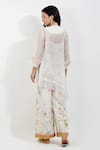 Shop_Devyani Mehrotra_Ivory Chanderi Printed Summer Floral Keyhole Kurta And Flared Pant Set _at_Aza_Fashions