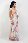 Buy_Devyani Mehrotra_Ivory Crepe Printed Summer Floral Saree With Unstitched Blouse Piece _Online_at_Aza_Fashions