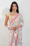 Shop_Devyani Mehrotra_Ivory Crepe Printed Summer Floral Saree With Unstitched Blouse Piece _Online_at_Aza_Fashions