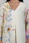 Devyani Mehrotra_Ivory Viscose Chiffon Printed Summer Floral V Neck Kurta Pant Set _at_Aza_Fashions