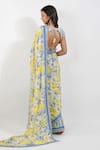 Shop_Devyani Mehrotra_Yellow Crepe Printed Vintage Floral Stripe Saree With Unstitched Blouse Piece _at_Aza_Fashions