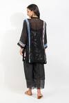 Shop_Devyani Mehrotra_Black Chanderi 40 Gms Embroidery Ecelectic Mandarin Shabby Chic Panelled Kurta _at_Aza_Fashions