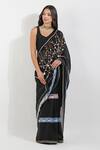 Buy_Devyani Mehrotra_Black Chanderi 40 Gms Embroidery Zardozi Saree With Unstitched Blouse Piece _at_Aza_Fashions