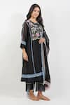 Buy_Devyani Mehrotra_Black Chanderi 40 Gms Printed Summer Floral Round Panelled Kurta Set _Online_at_Aza_Fashions