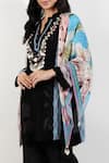 Buy_Devyani Mehrotra_Blue Flower Vintage Print Scarf _at_Aza_Fashions