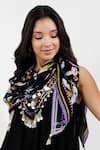 Buy_Devyani Mehrotra_Black Summer Floral Print Scarf _at_Aza_Fashions