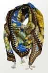 Buy_Devyani Mehrotra_Blue Sunflower Print Scarf _at_Aza_Fashions