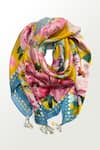 Buy_Devyani Mehrotra_Yellow Peony Print Scarf _at_Aza_Fashions