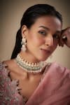 Buy_Prihan Luxury Jewelry_Pink Stone Layered Drop Choker Necklace Set _at_Aza_Fashions