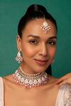 Buy_Prihan Luxury Jewelry_Pink Pearls, Stones Meenakari Work Kundan Choker Necklace Set _at_Aza_Fashions