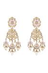Buy_Prihan Luxury Jewelry_Pink Pearls, Diamonds Meena Work Kundan Earrings _at_Aza_Fashions