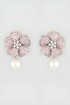 Buy_Prihan Luxury Jewelry_Pink Pearls, Stones Flower Embellished Earrings _at_Aza_Fashions