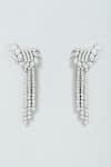 Shop_Prihan Luxury Jewelry_Silver Plated Crystals Cubic Zircon Tasseled Dangler Earrings _at_Aza_Fashions
