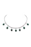 Prihan Luxury Jewelry_Green Stone Cubic Zircon Floral Embellished Necklace Set _Online_at_Aza_Fashions