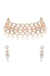 Buy_Prihan Luxury Jewelry_Pink Rose Quartz Stone Choker Set _at_Aza_Fashions