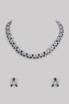 Shop_Prihan Luxury Jewelry_Blue Stone Zircon Embellished Necklace Set _at_Aza_Fashions