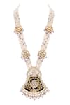 Buy_Prihan Luxury Jewelry_Blue Kundan Floral Meena Pendant Long Necklace Set _Online_at_Aza_Fashions