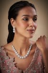 Buy_Prihan Luxury Jewelry_Silver Plated Pearl Embellished Circular Necklace Set _at_Aza_Fashions