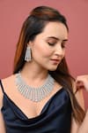 Buy_Prihan Luxury Jewelry_Silver Plated Cubic Zircon Diamonds Studded Choker Necklace Set _at_Aza_Fashions