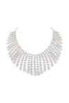 Shop_Prihan Luxury Jewelry_Silver Plated Cubic Zircon Diamonds Studded Choker Necklace Set _at_Aza_Fashions