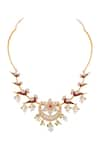 Buy_Prihan Luxury Jewelry_Red Kundan Botanic Embellished Necklace Set _Online_at_Aza_Fashions