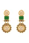 Shop_Prihan Luxury Jewelry_Green Kundan Carved Stone Embellished Long Necklace Set _at_Aza_Fashions