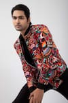 Shop_Smriti by Anju Agarwal_Multi Color Satin Hand Embroidered Chromatic Abstract Print Bomber Jacket _at_Aza_Fashions