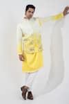 Buy_Smriti by Anju Agarwal_Yellow Linen Satin Embroidered Sequins Ombre Nehru Jacket _at_Aza_Fashions