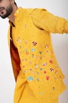 Shop_Smriti by Anju Agarwal_Yellow Silk Embroidered Sequins Goldfinch Nehru Jacket _at_Aza_Fashions