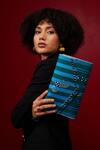 Buy_ETCETERA_Blue Geometric Printed And Embellished Envelope Clutch _at_Aza_Fashions