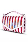 Shop_ETCETERA_Red Geometric Striped Print Envelope Clutch _at_Aza_Fashions