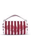 Buy_ETCETERA_Red Geometric Striped Pattern Envelope Clutch _at_Aza_Fashions