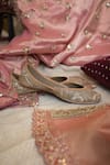 Buy_Coral Haze_Gold Zardosi Aara Embellished Juttis _Online_at_Aza_Fashions