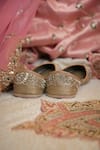 Buy_Coral Haze_Gold Zardosi Aara Embellished Juttis 