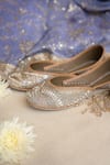 Buy_Coral Haze_Gold Zardosi Zoha Embellished Juttis _Online_at_Aza_Fashions