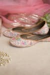 Coral Haze_Pink Zardosi Inayat Embellished Juttis _Online_at_Aza_Fashions