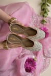 Coral Haze_Silver Zardosi Mahnoor Embellished Juttis _at_Aza_Fashions