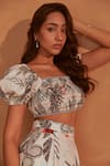 NOIB_Multi Color Giza Poplin Printed Beach Splash Square Zoe Crop Top And Skirt Set _Online_at_Aza_Fashions