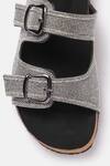 ZORI WORLD_Silver Embellished Supernova Stone Buckle Flats _at_Aza_Fashions